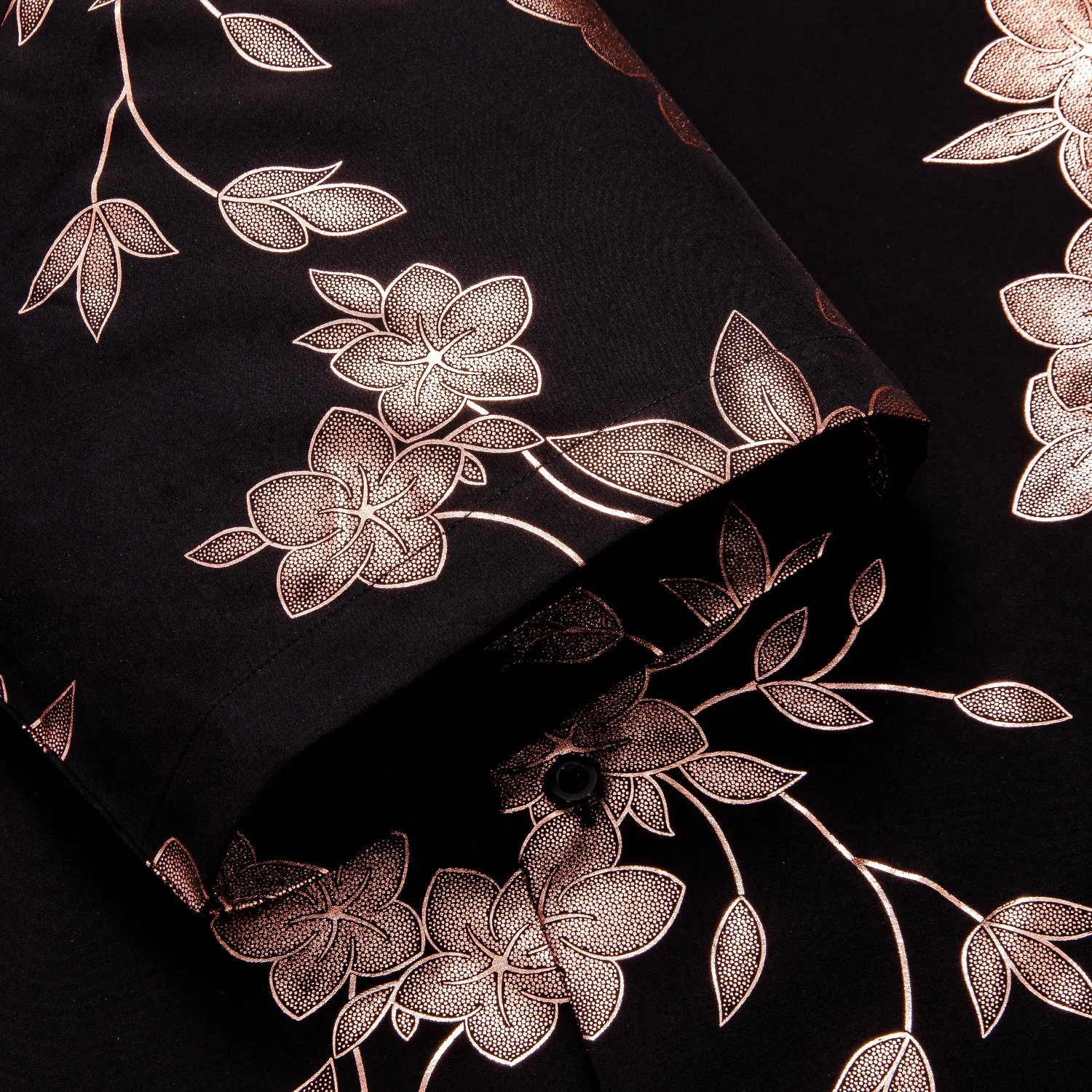 $19.99 Hi-Tie Summer Top Black Brown Floral Mens Button Up Short Sleeve Shirt