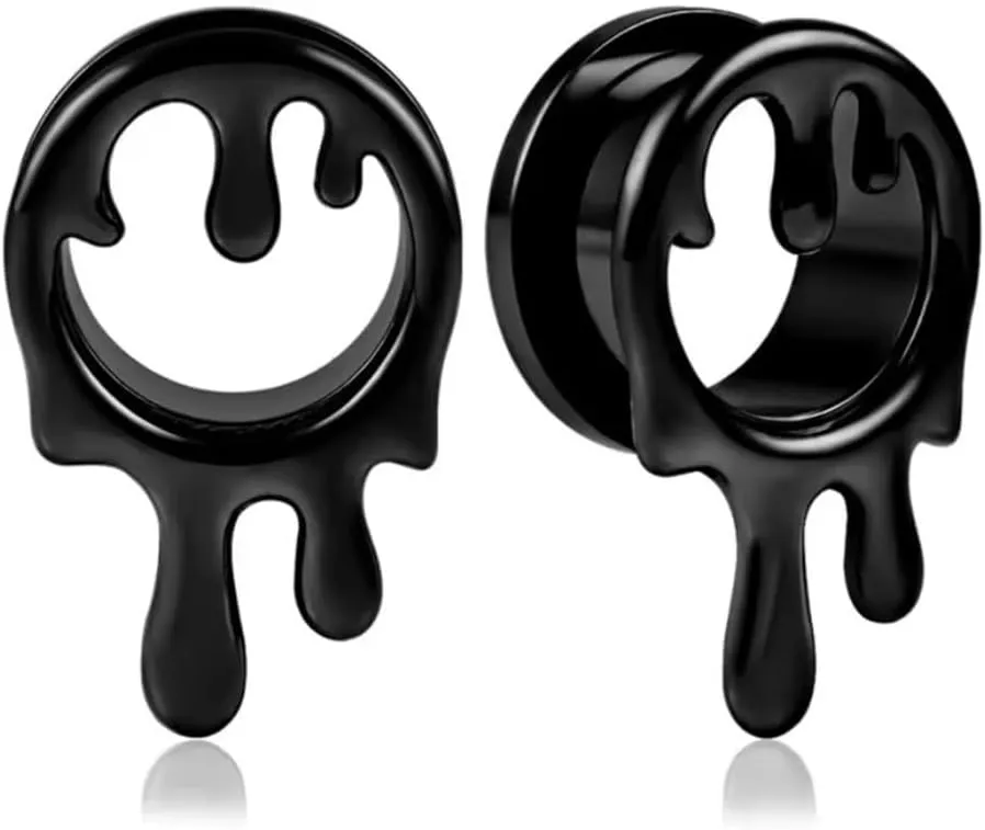 2 PCS 316L Stainless Steel Ear Plugs & Tunnels - Water Drop & Floral Flared Design, Hypoallergenic Body Jewelry for Men Women (Daily/Events)