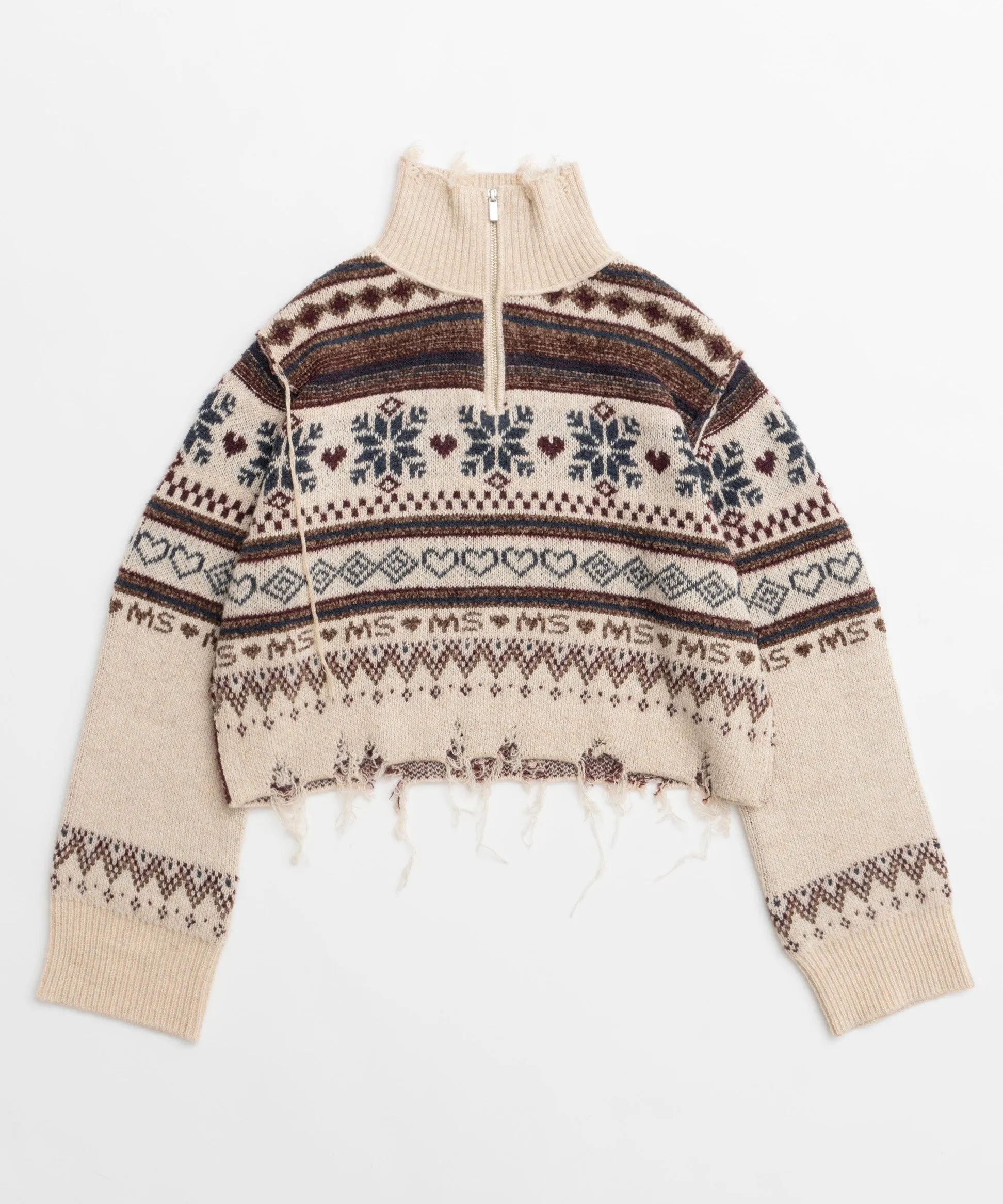 【24WINTER PRE-ORDER】Nordic Pattern Half Zip Knit Tops