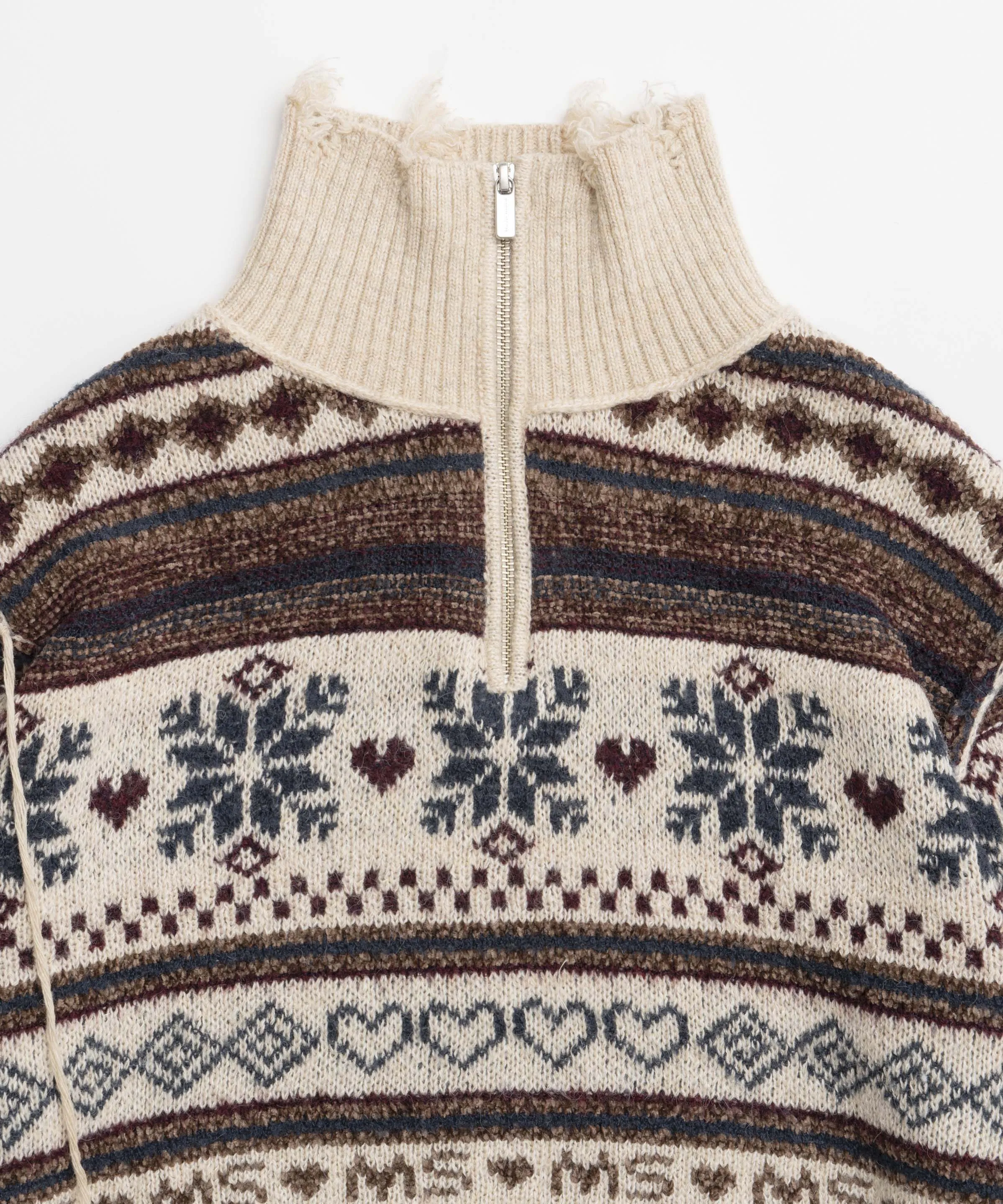 【24WINTER PRE-ORDER】Nordic Pattern Half Zip Knit Tops