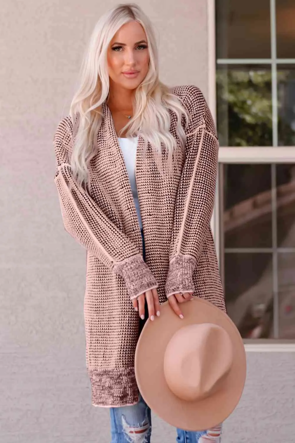 5 Woven Heather Longline Cardigan
