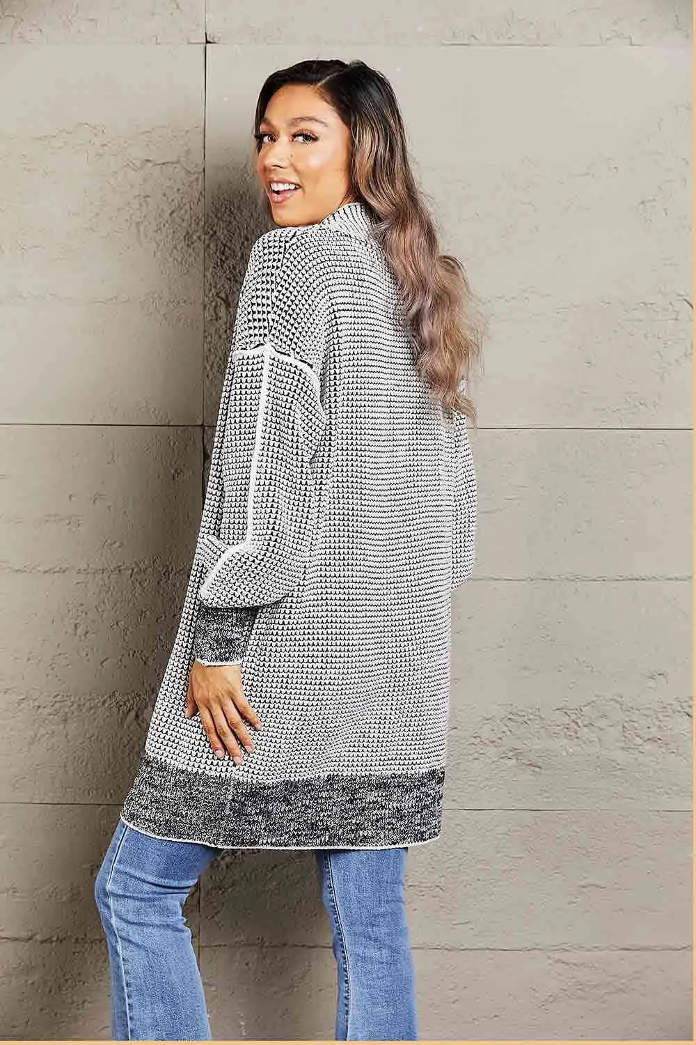 5 Woven Heather Longline Cardigan