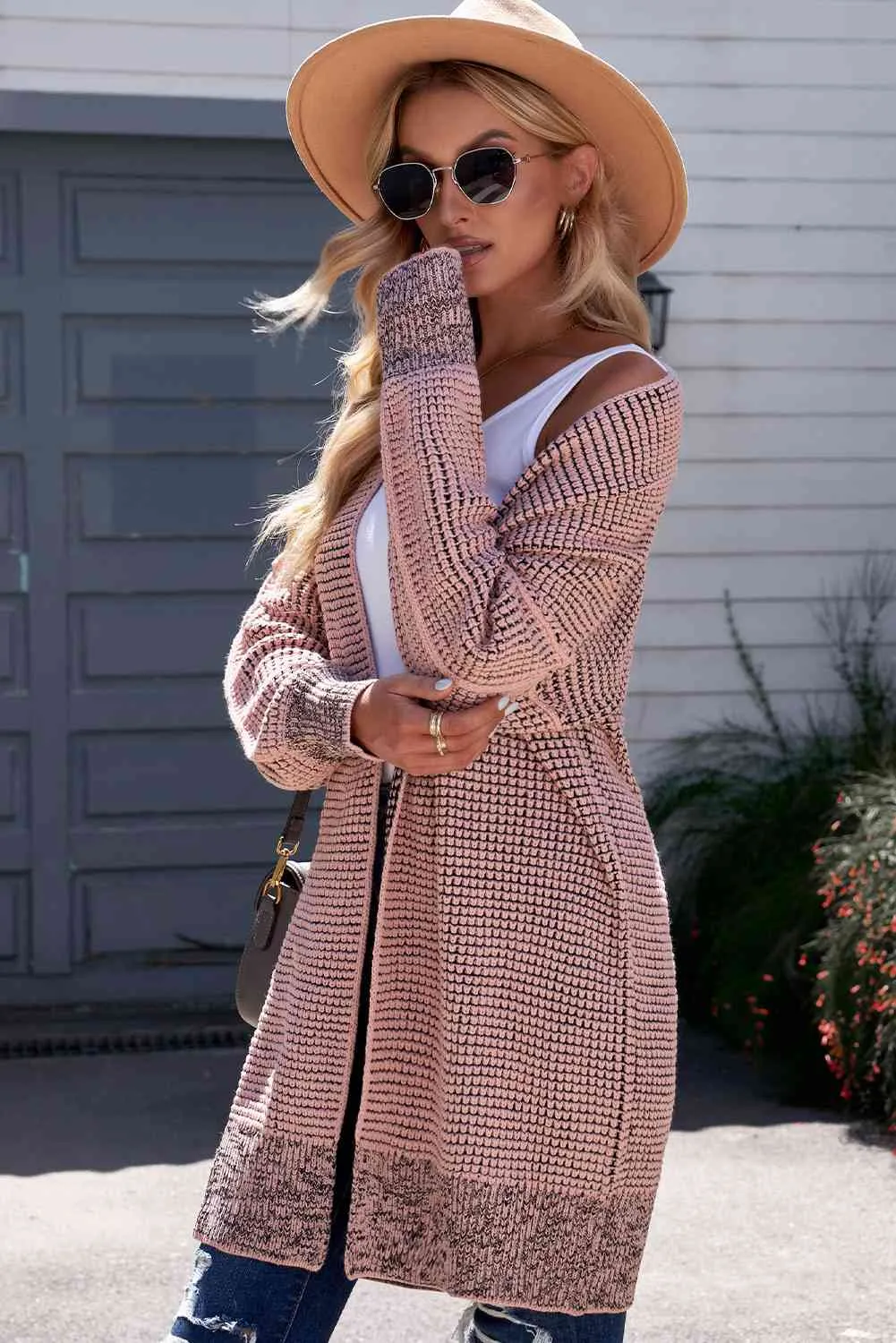 5 Woven Heather Longline Cardigan