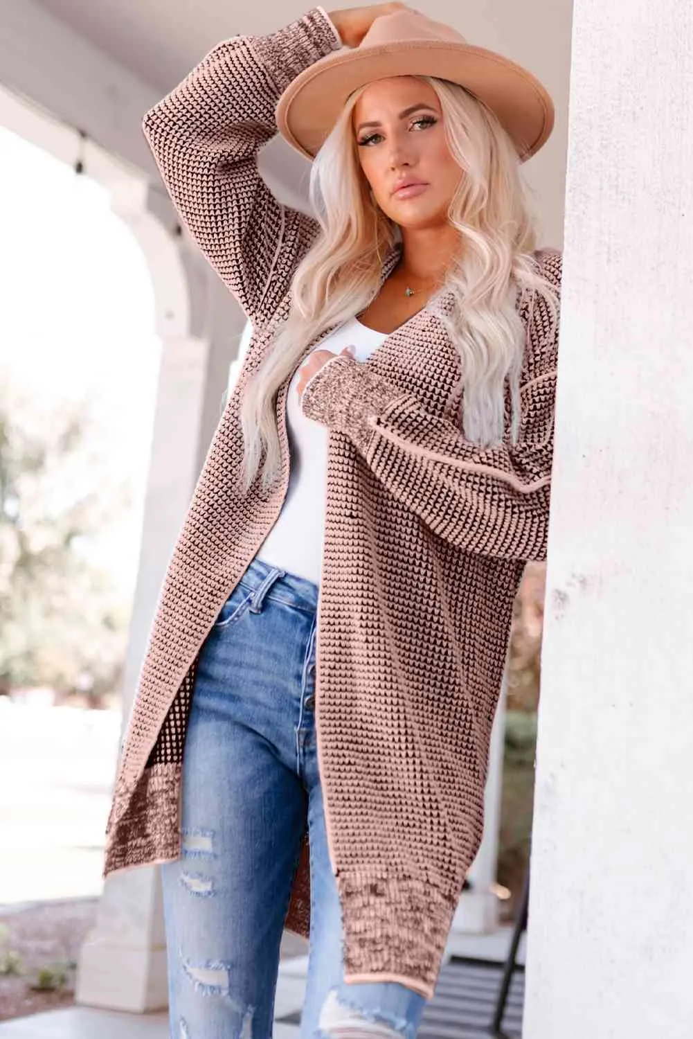5 Woven Heather Longline Cardigan