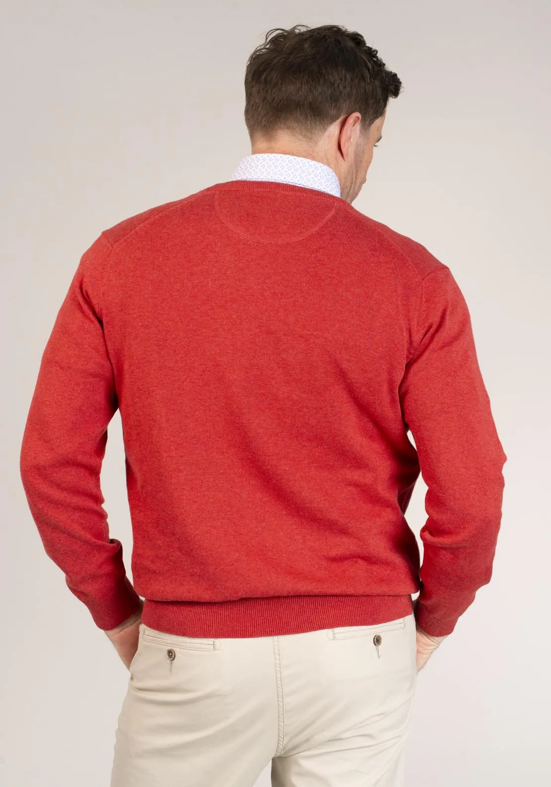 50/50 Fine Merino Wool & Acrylic V-Neck Knit - Samoa