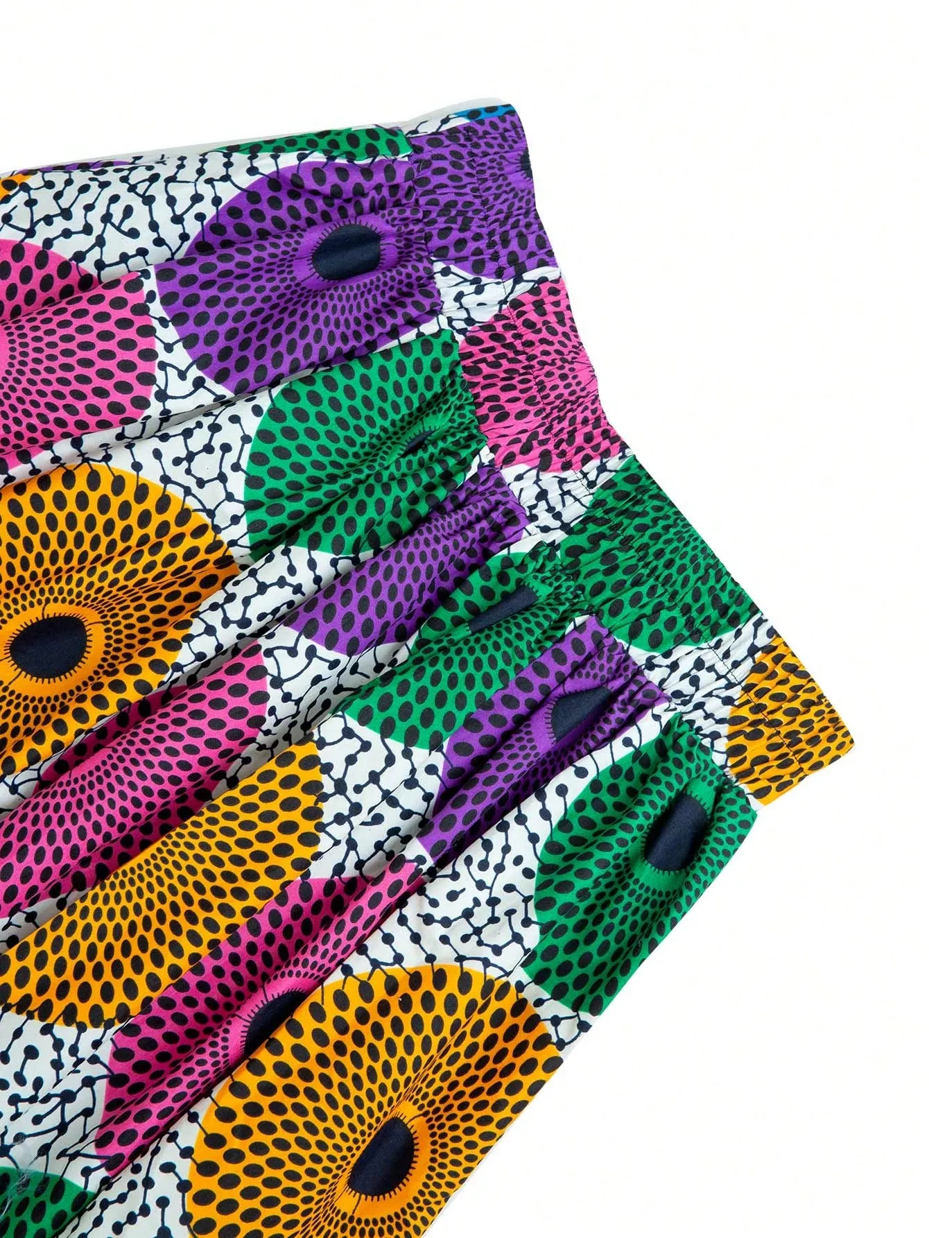 African Women Allover Print Fold Pleated Skirt