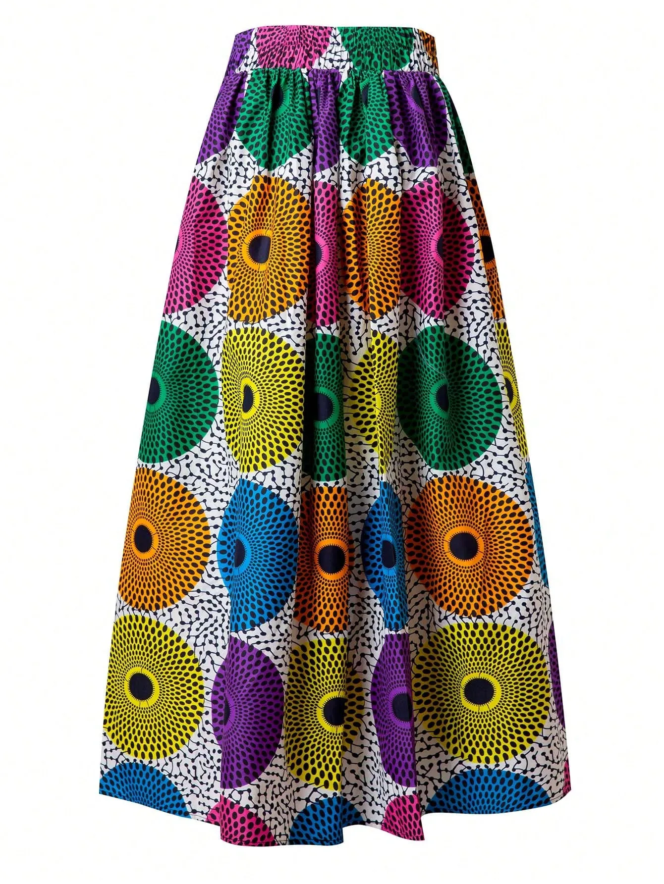 African Women Allover Print Fold Pleated Skirt