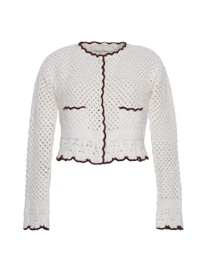Alma Cardigan in Ivory/Coffee