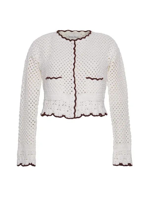 Alma Cardigan in Ivory/Coffee