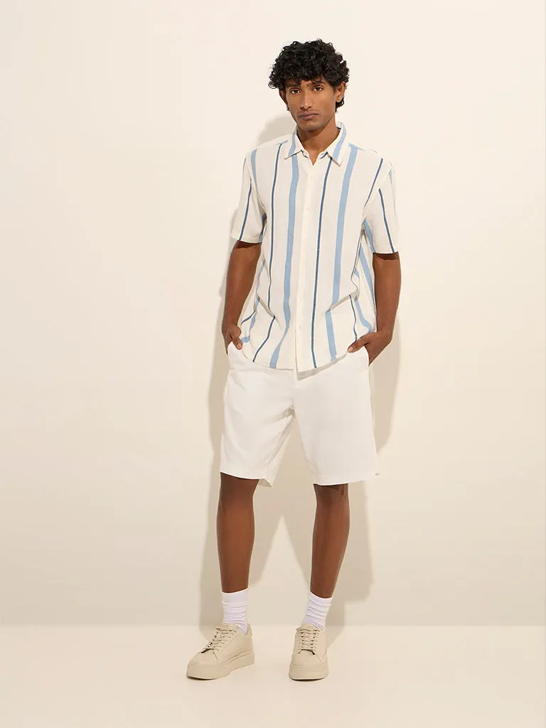 Ascot White Striped Relaxed-Fit Shirt
