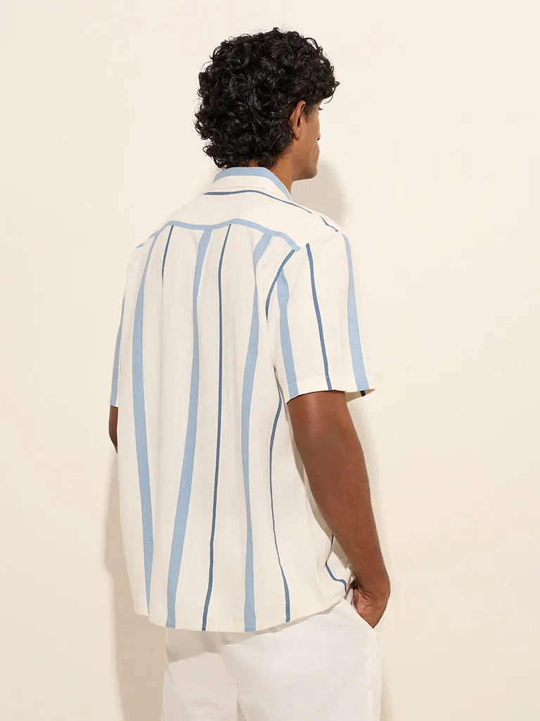 Ascot White Striped Relaxed-Fit Shirt