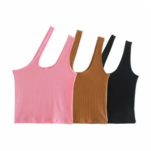 ASYMMETRY CROPPED TANK TOPS