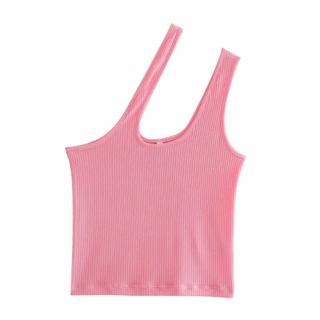 ASYMMETRY CROPPED TANK TOPS