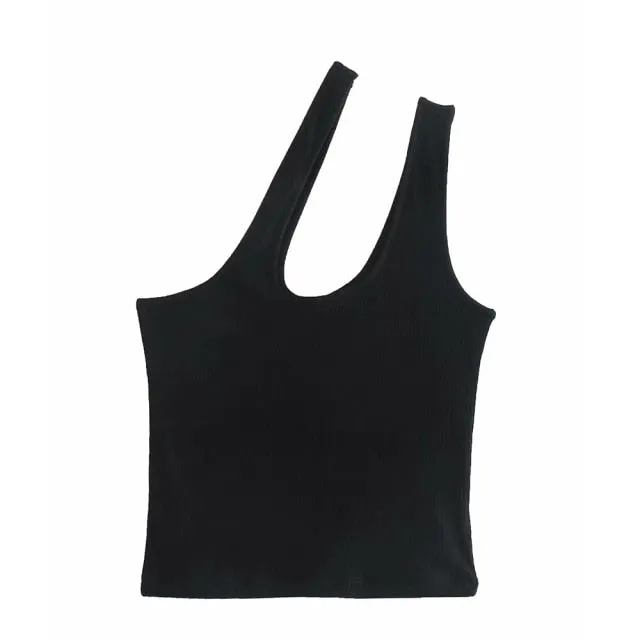 ASYMMETRY CROPPED TANK TOPS