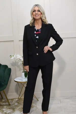 Avalon Black Blazer With Gold Button Detail- A104 Dolores
