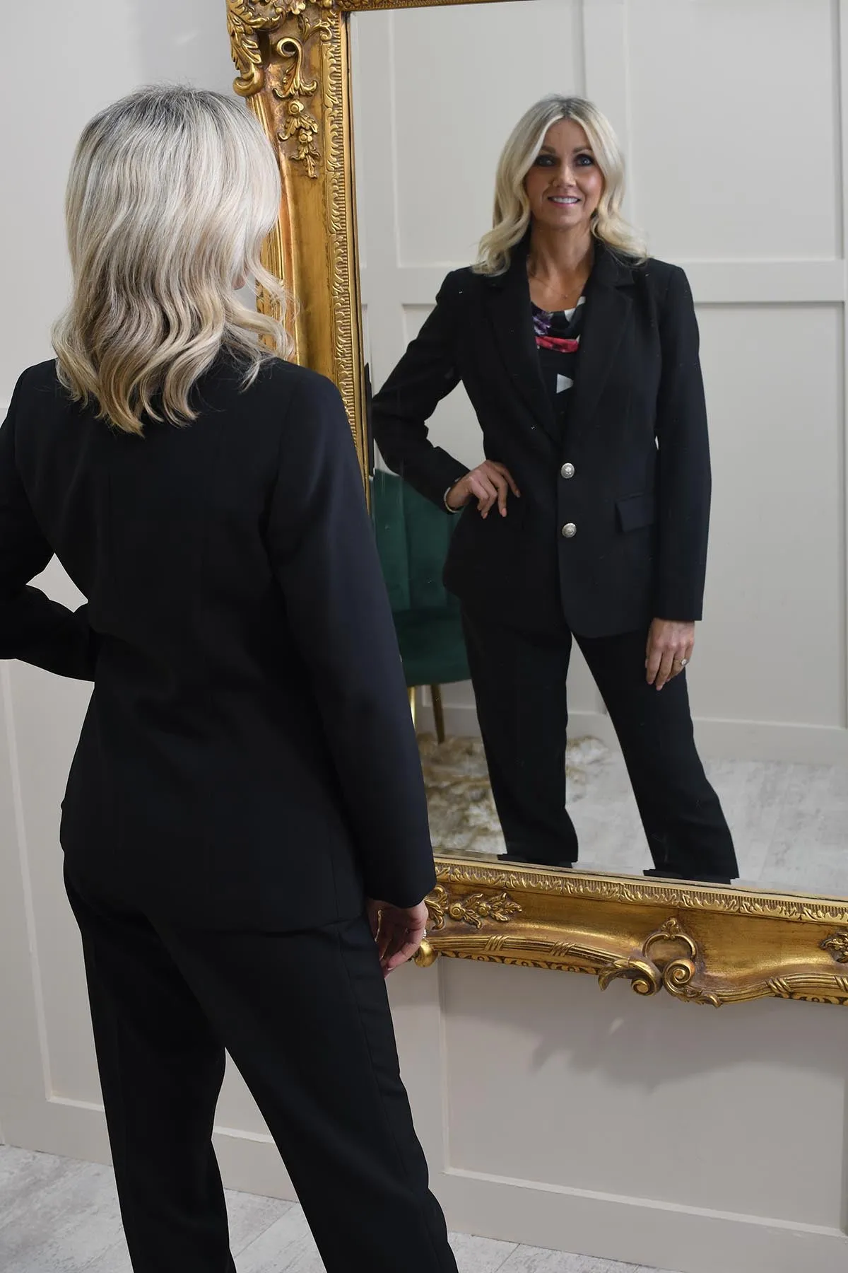 Avalon Black Blazer With Gold Button Detail- A104 Dolores