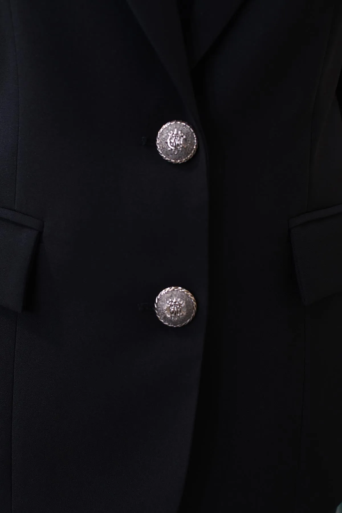 Avalon Black Blazer With Gold Button Detail- A104 Dolores