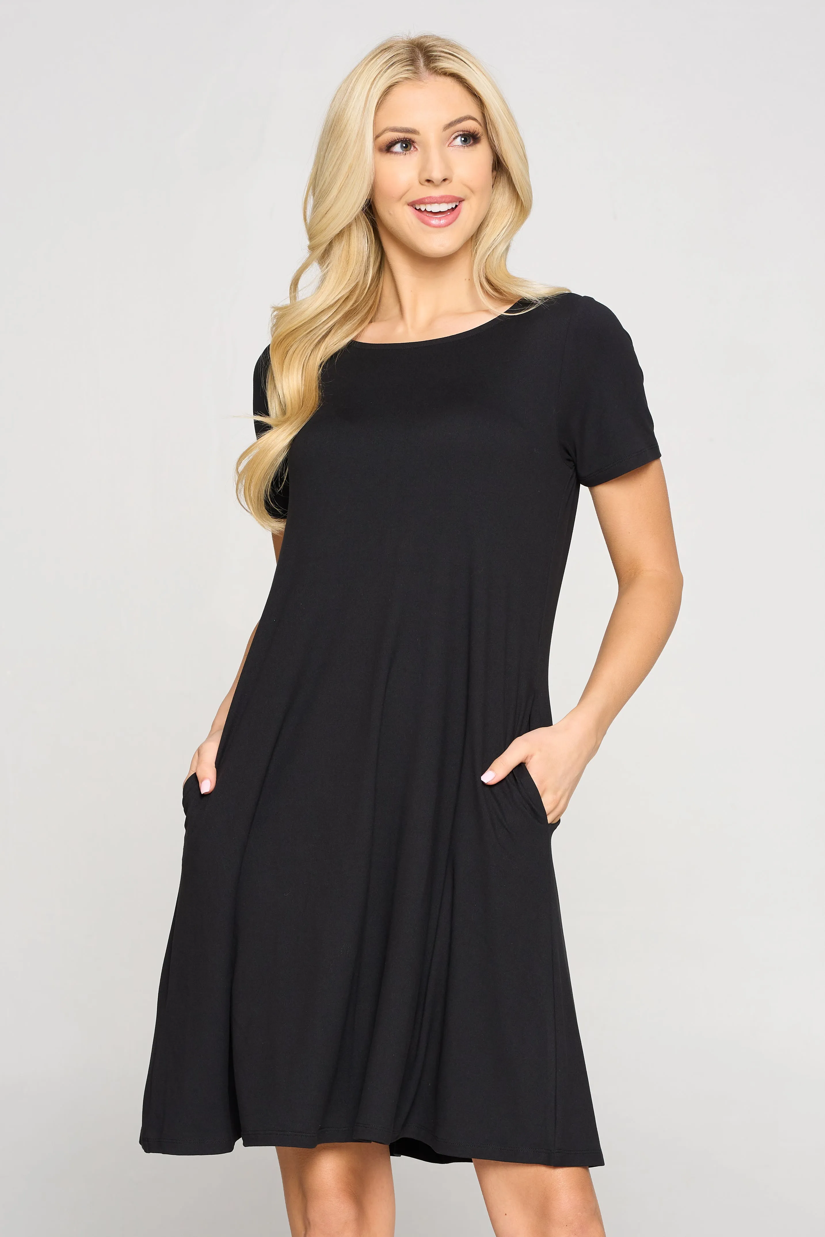 Basic A-Line Short Sleeve Dress