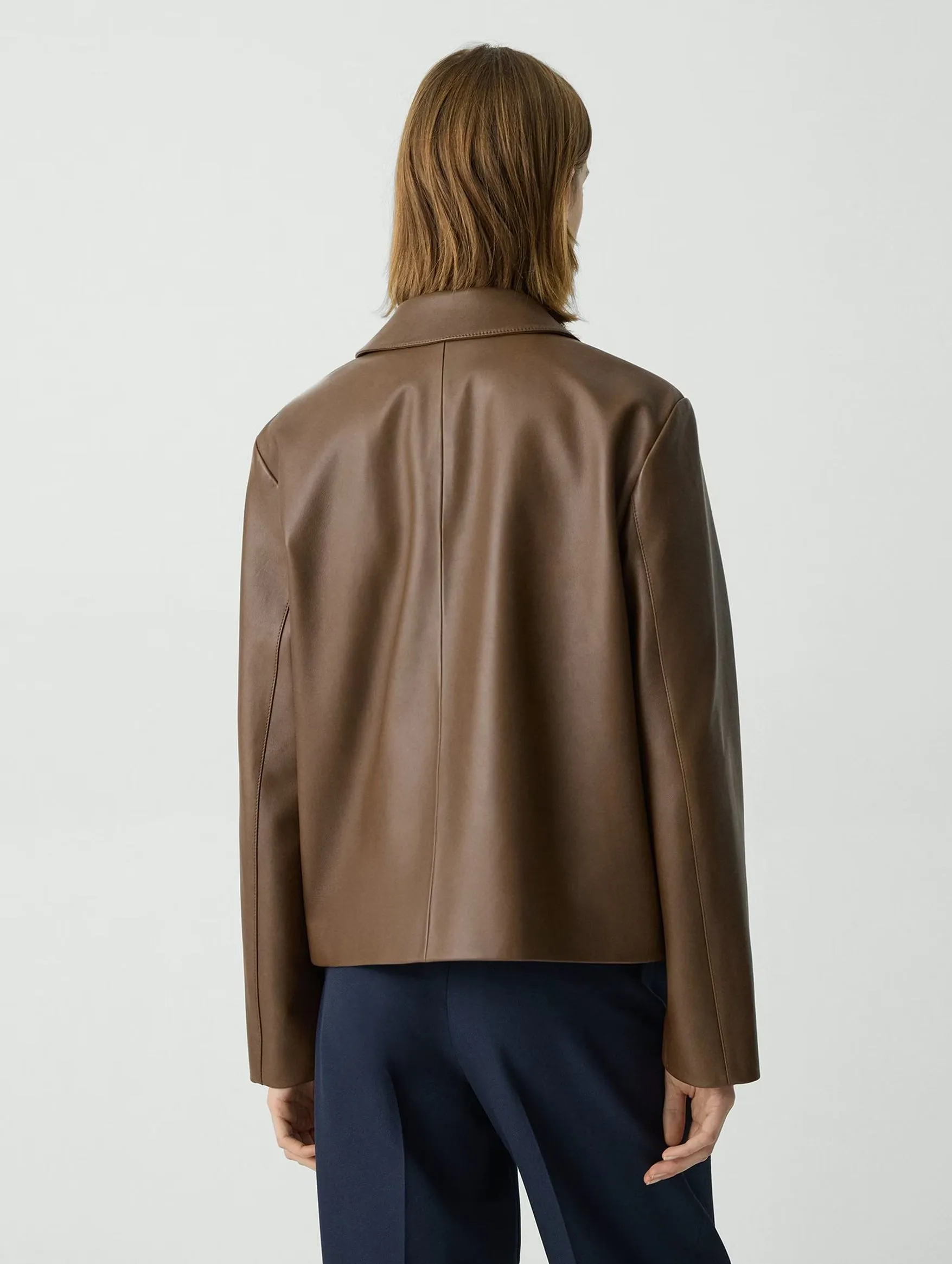 Boxy Leather Jacket in Clove