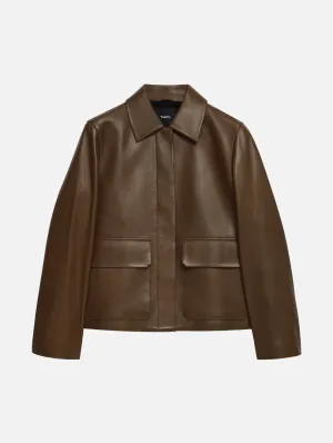 Boxy Leather Jacket in Clove