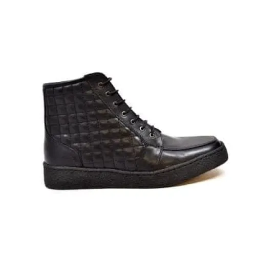 British Walkers Extreme Black Leather High Top with Crepe Sole High Tops