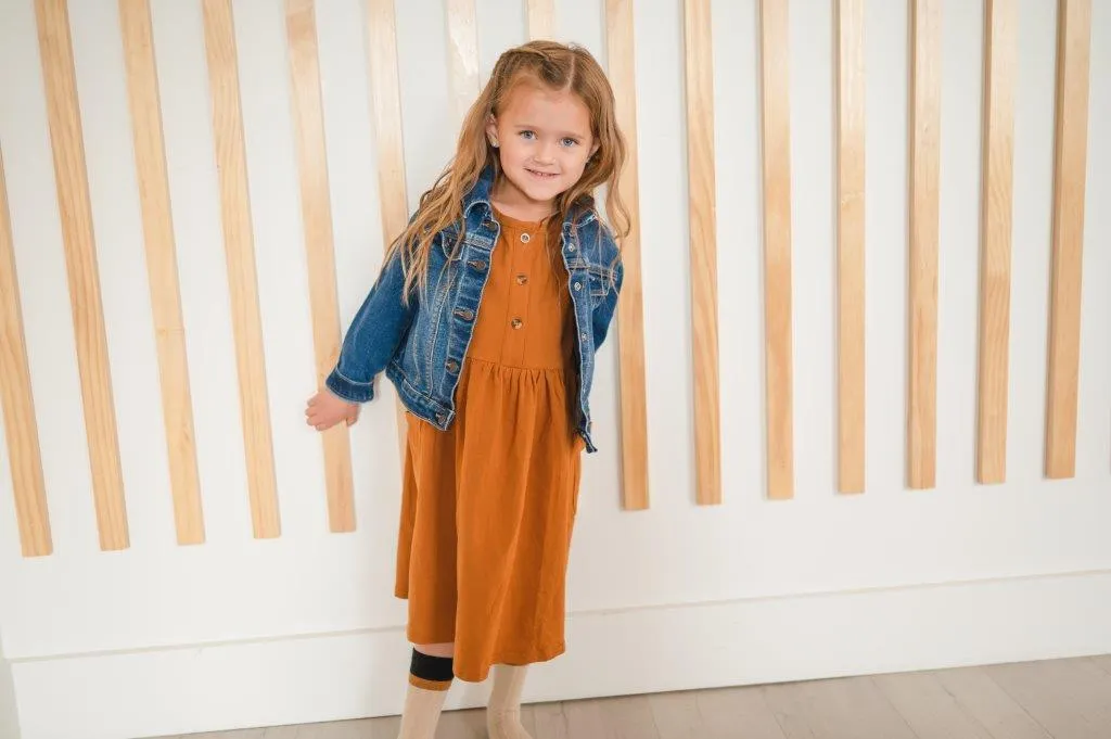 Button Twirl Dress - Honey