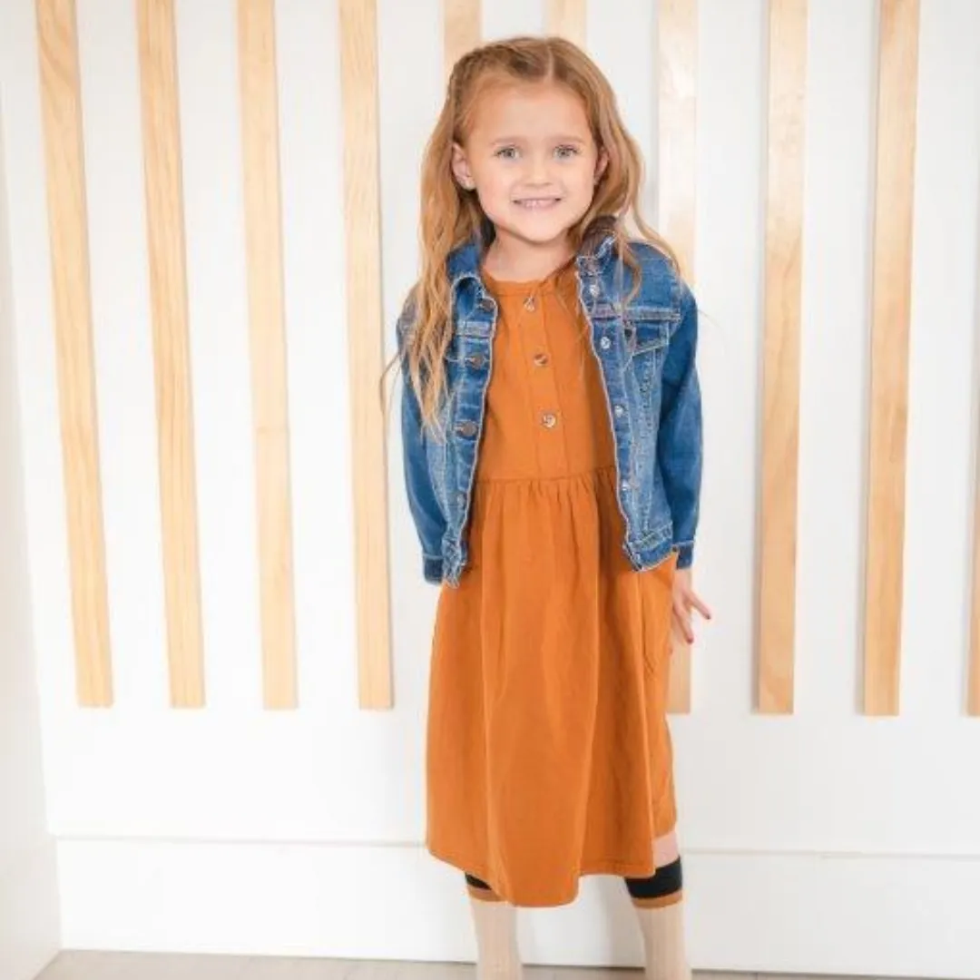 Button Twirl Dress - Honey