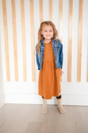 Button Twirl Dress - Honey