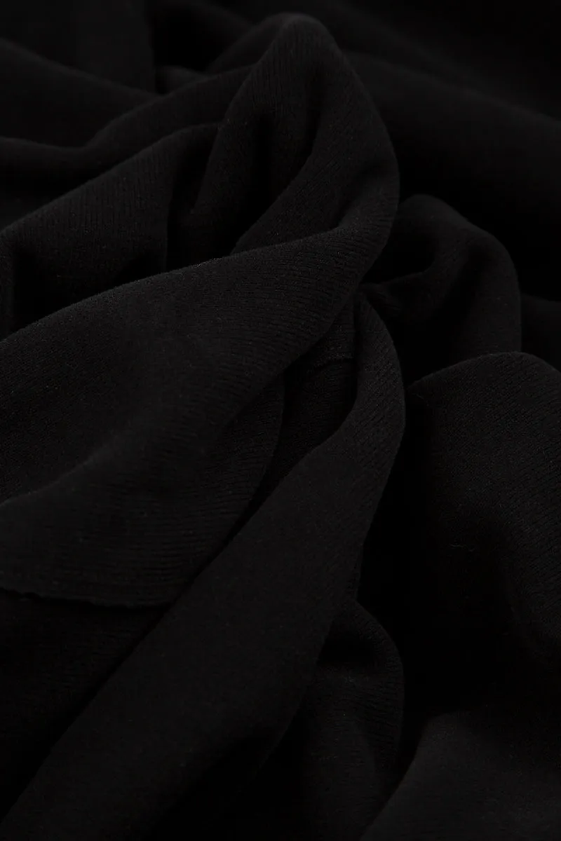Buttoned Black Cotton Jersey Jacket