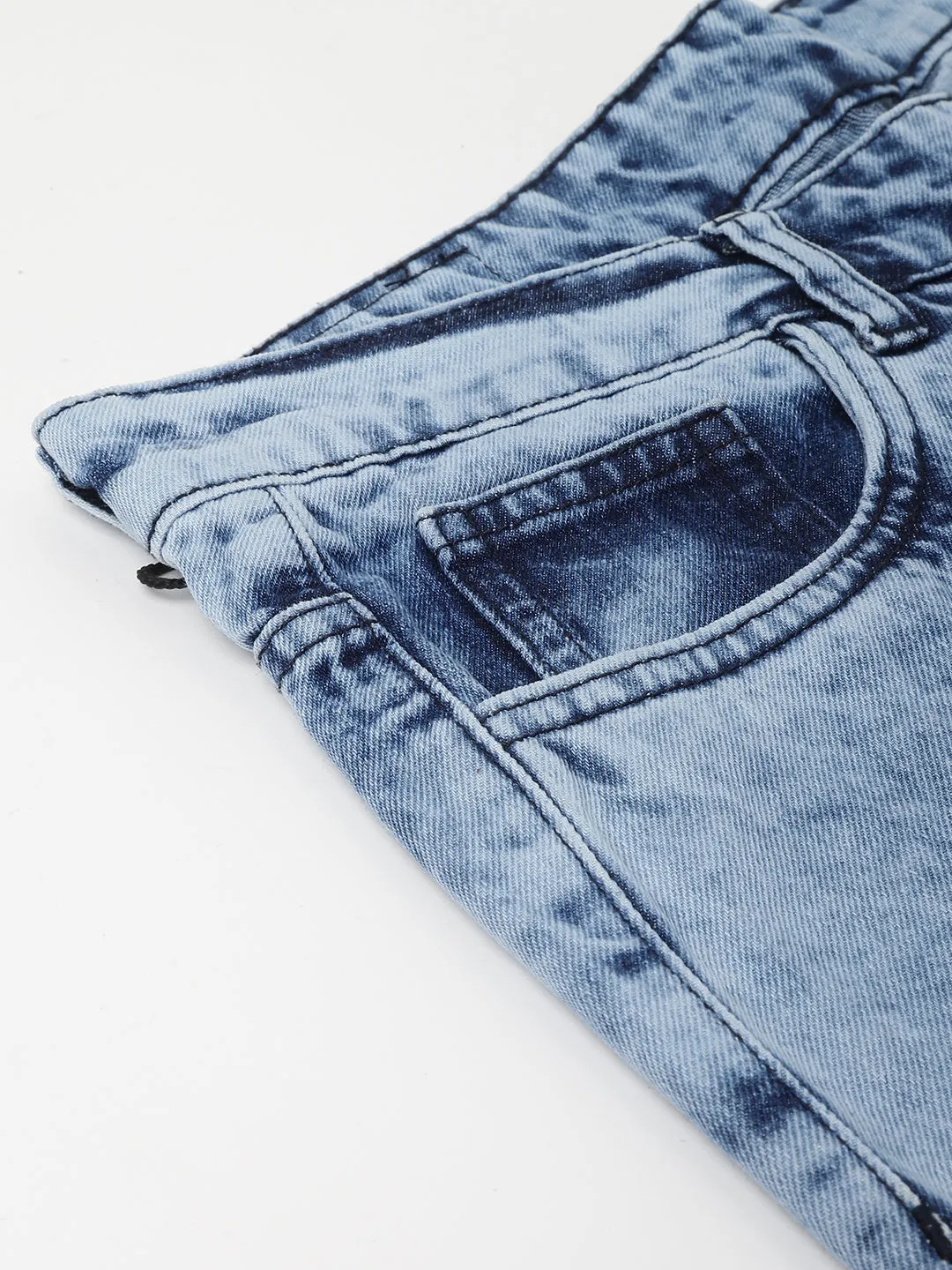 BWOLVES Men's Heavy Fade Relaxed Fit Jeans: Effortless Style in Light Shade Blue
