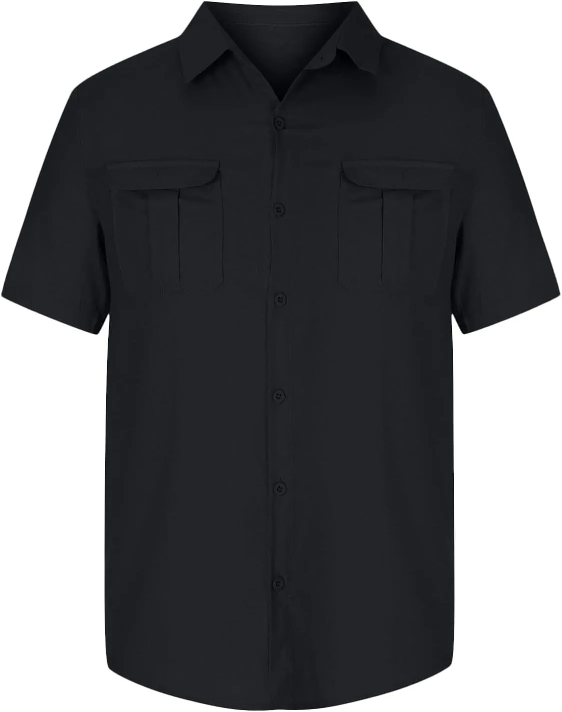 Cotton Linen Short Sleeve Shirts Men Fashion Vacation Double Pockets Casual Lapel Button Down Shirts Comfy Summer Top