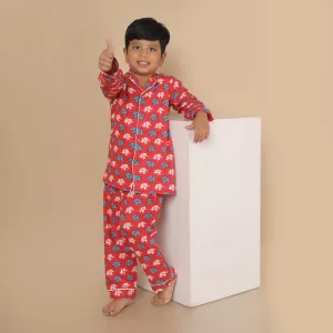 Cotton Unisex Kids Elephant Print Nightsuit – Shirt & Pants Set