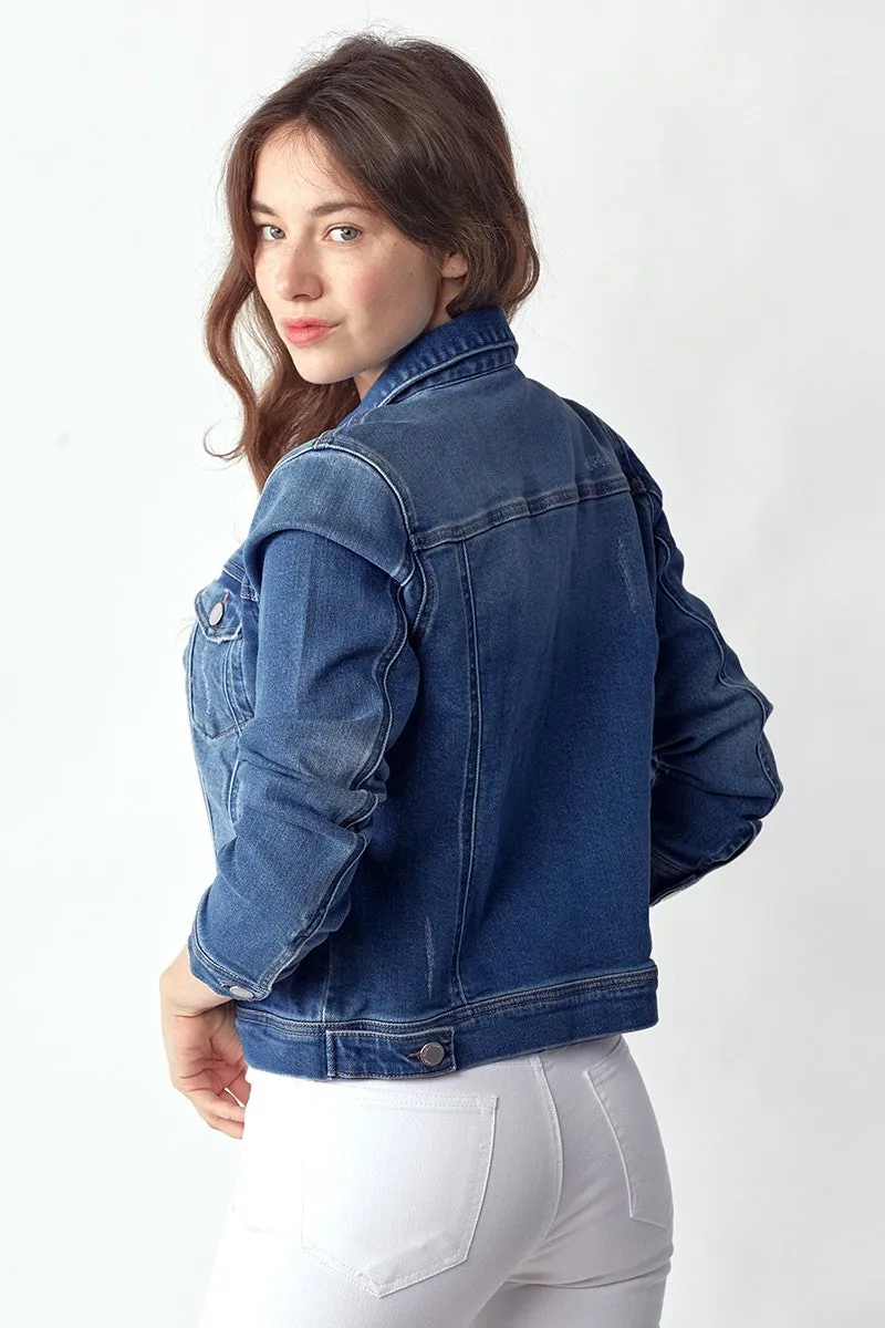 Dark Wash Vintage Washed Denim Jacket - Final Sale