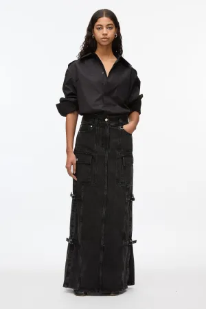 Denim Cargo Maxi Skirt