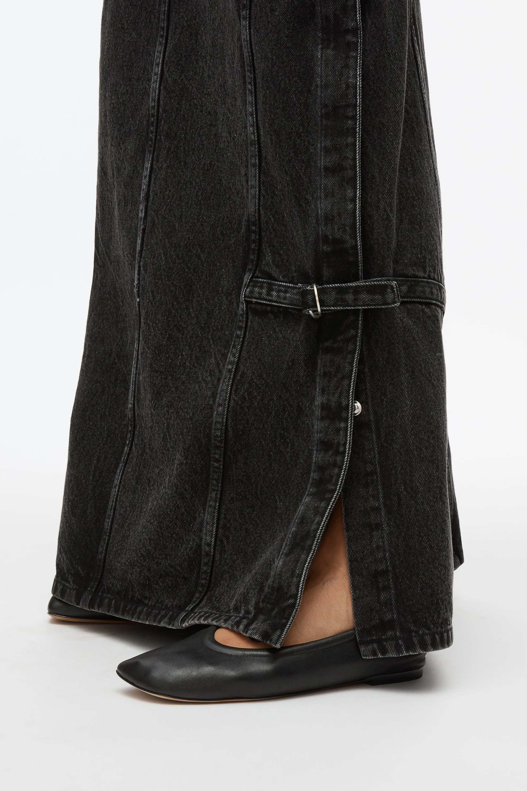 Denim Cargo Maxi Skirt