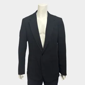 Dolce&Gabbana Men's Black Wool and Silk transparent Blazer with double lapel