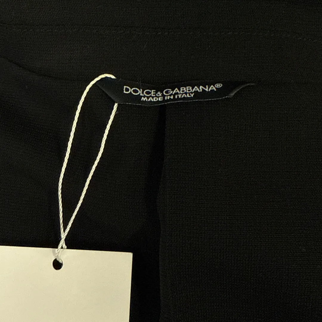 Dolce&Gabbana Men's Black Wool and Silk transparent Blazer with double lapel