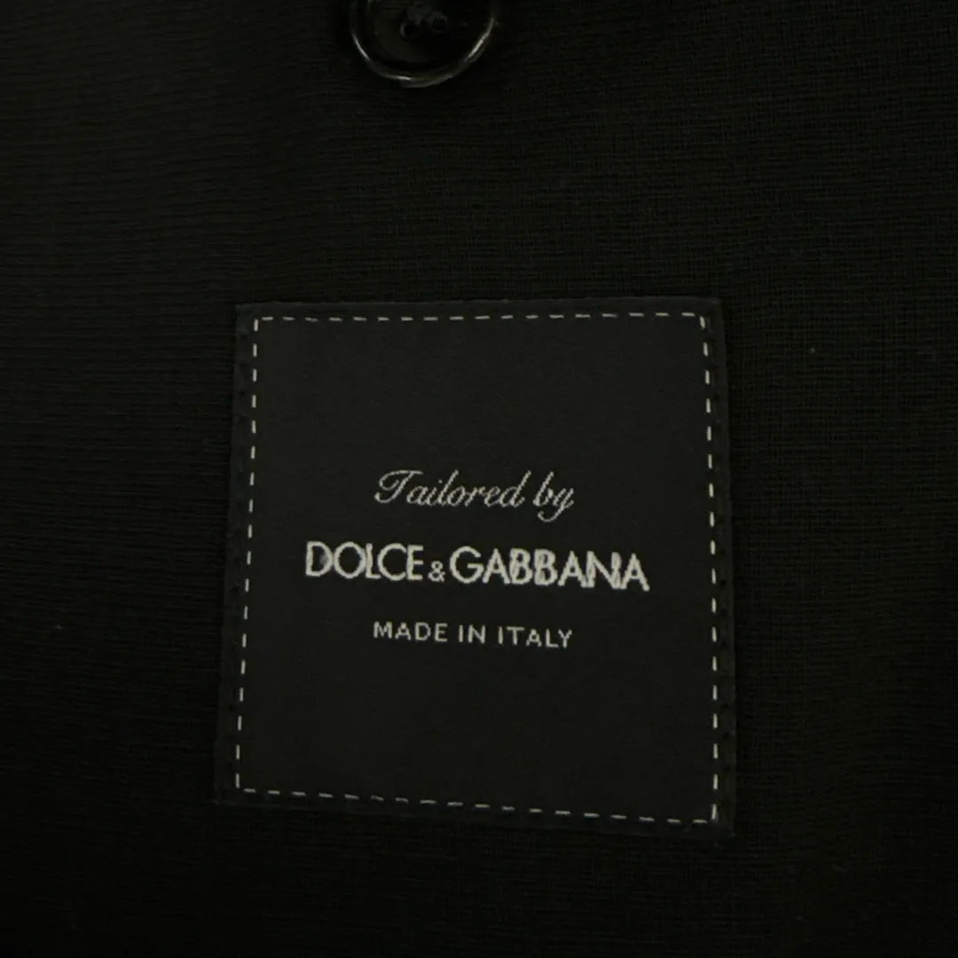 Dolce&Gabbana Men's Black Wool and Silk transparent Blazer with double lapel