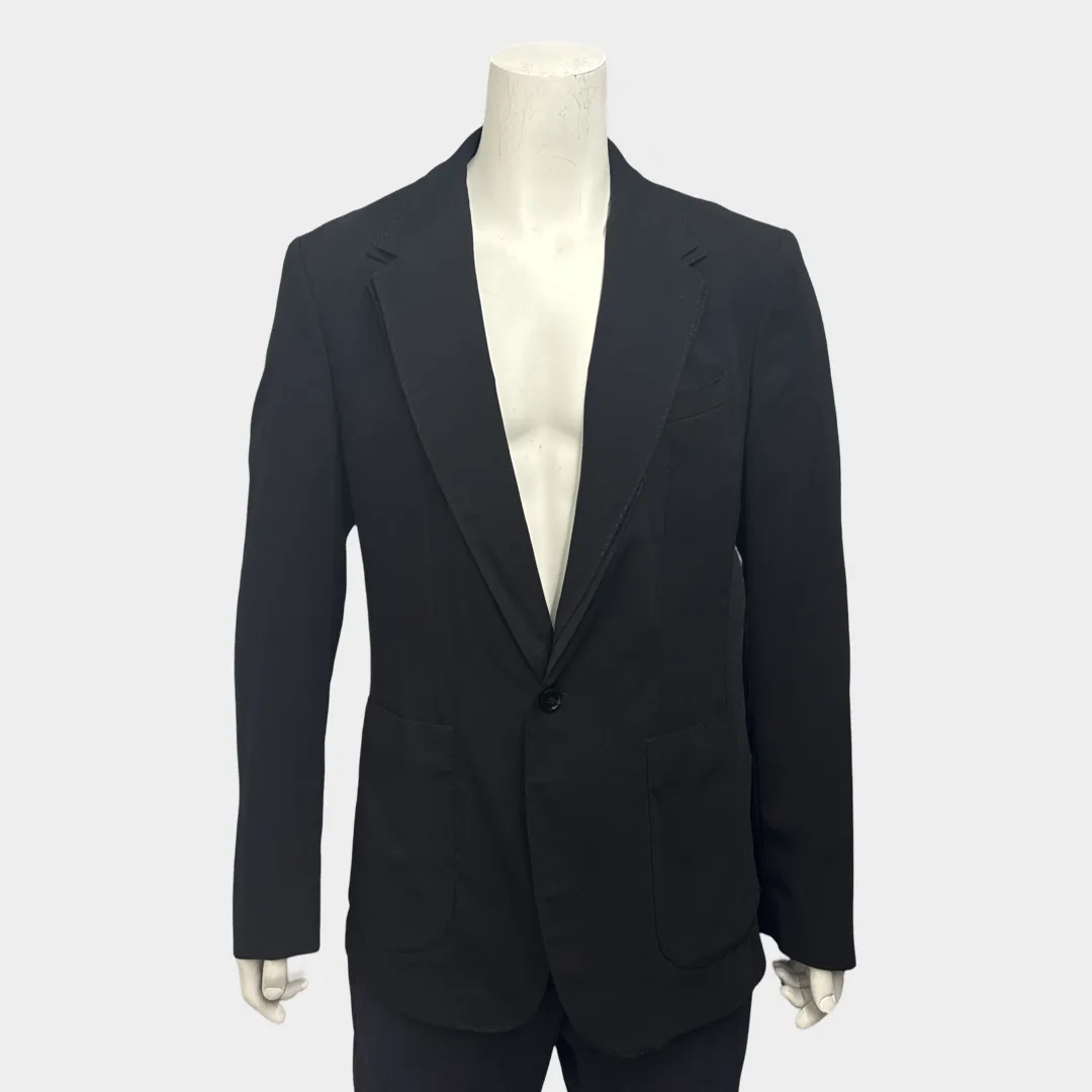 Dolce&Gabbana Men's Black Wool and Silk transparent Blazer with double lapel