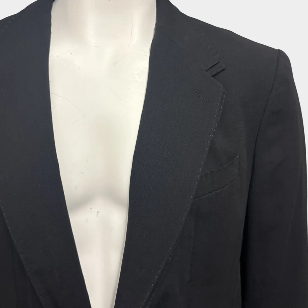 Dolce&Gabbana Men's Black Wool and Silk transparent Blazer with double lapel