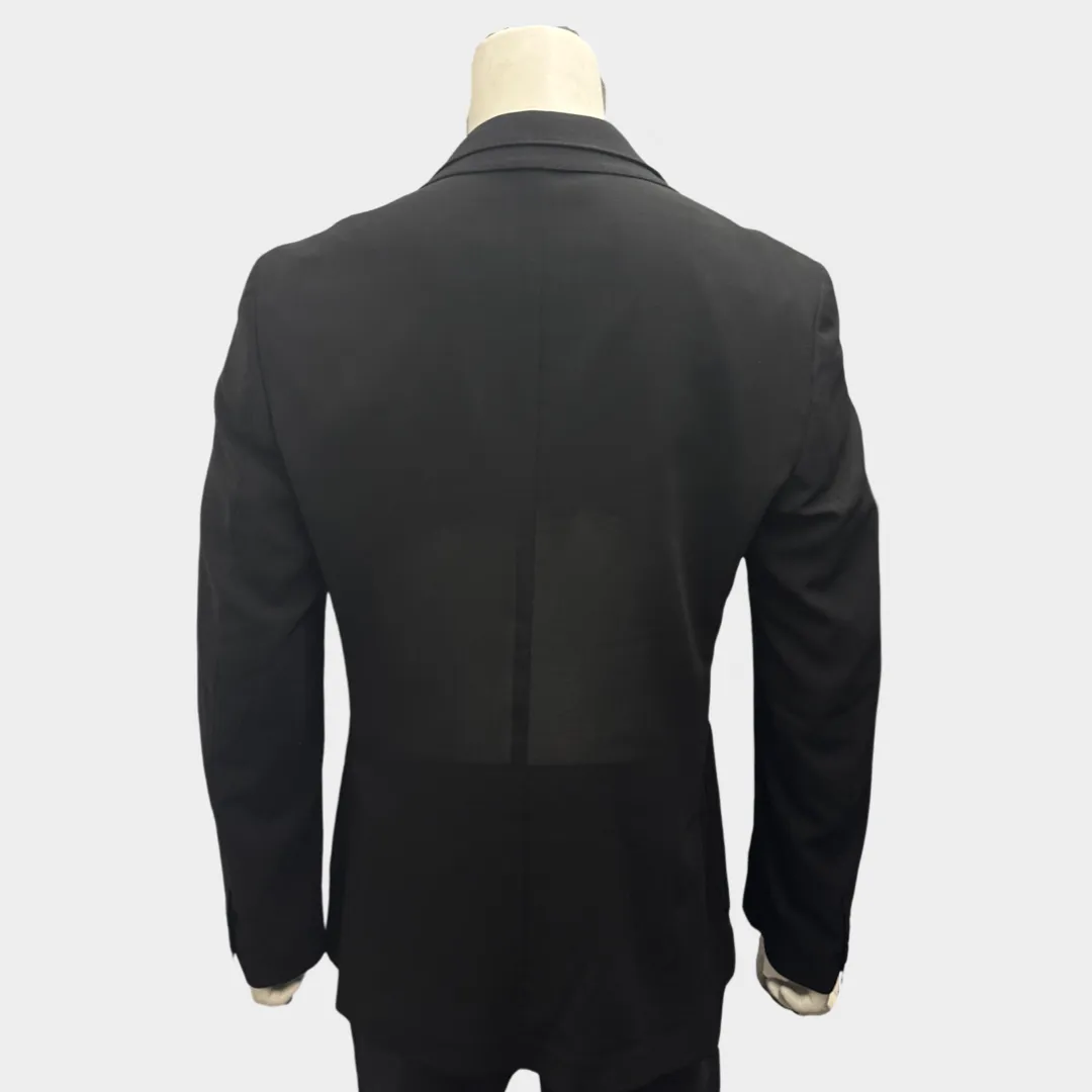 Dolce&Gabbana Men's Black Wool and Silk transparent Blazer with double lapel