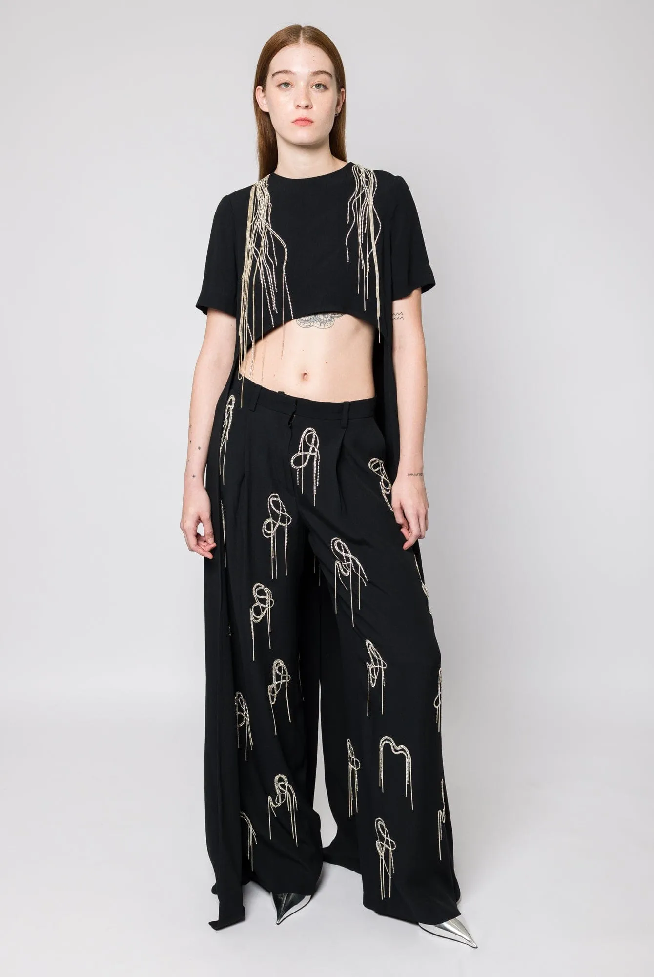 Dries Van Noten Porter Embroidered Pants Black