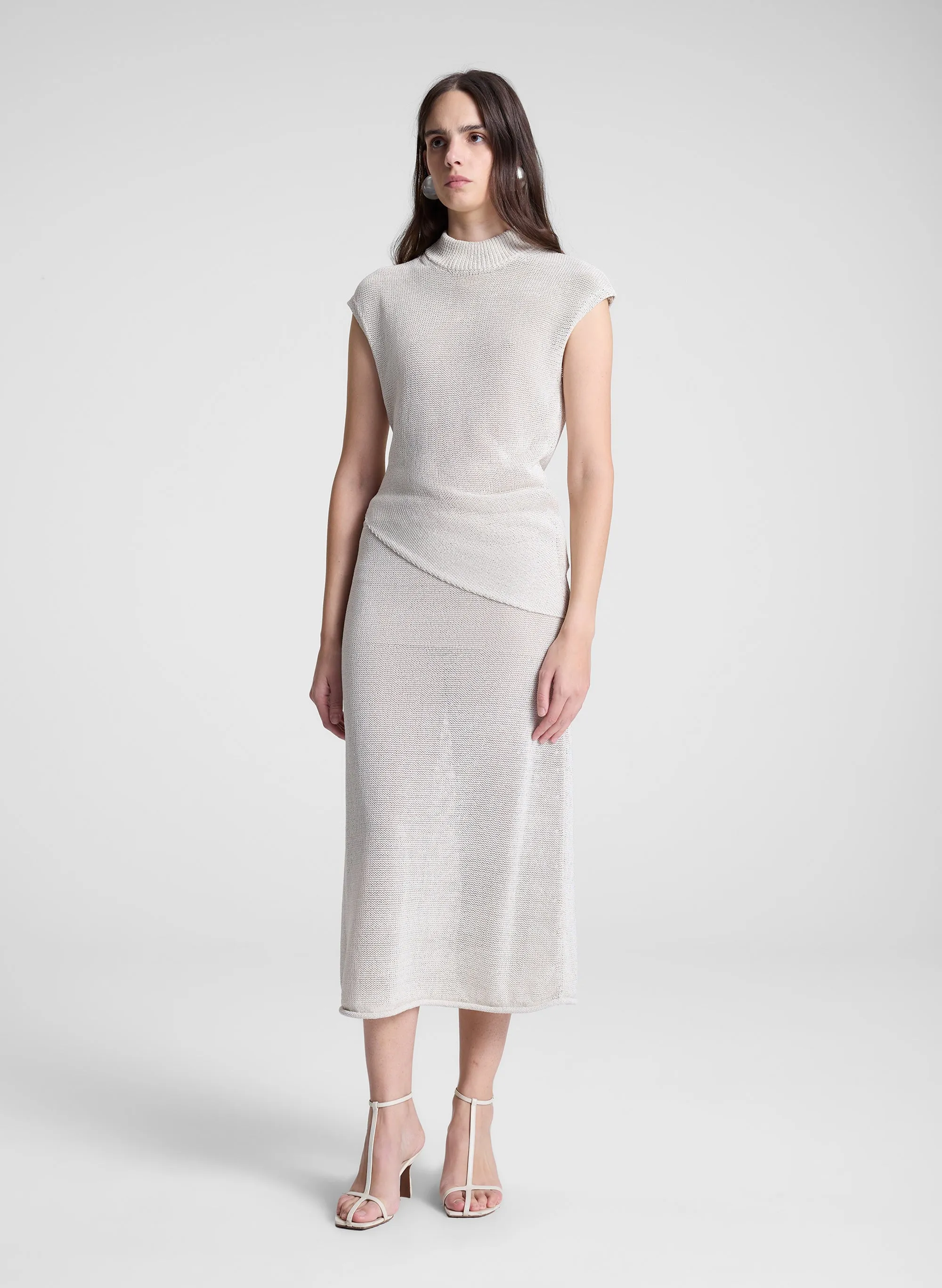 Edith Open Knit Asymmetric Top