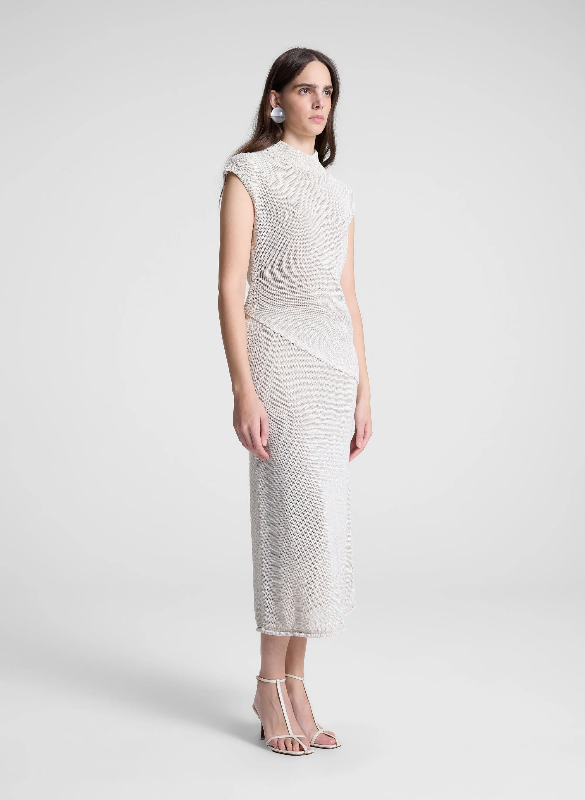 Edith Open Knit Asymmetric Top
