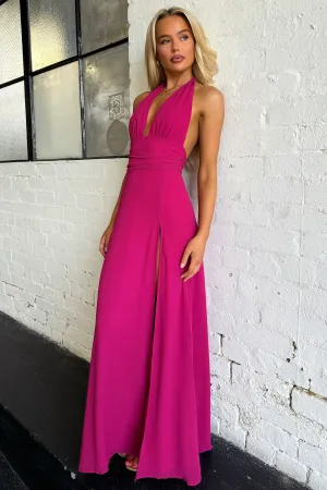 Elenor Halter Maxi Dress - Wine