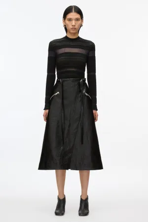 Faux Leather Moto Wrap Skirt