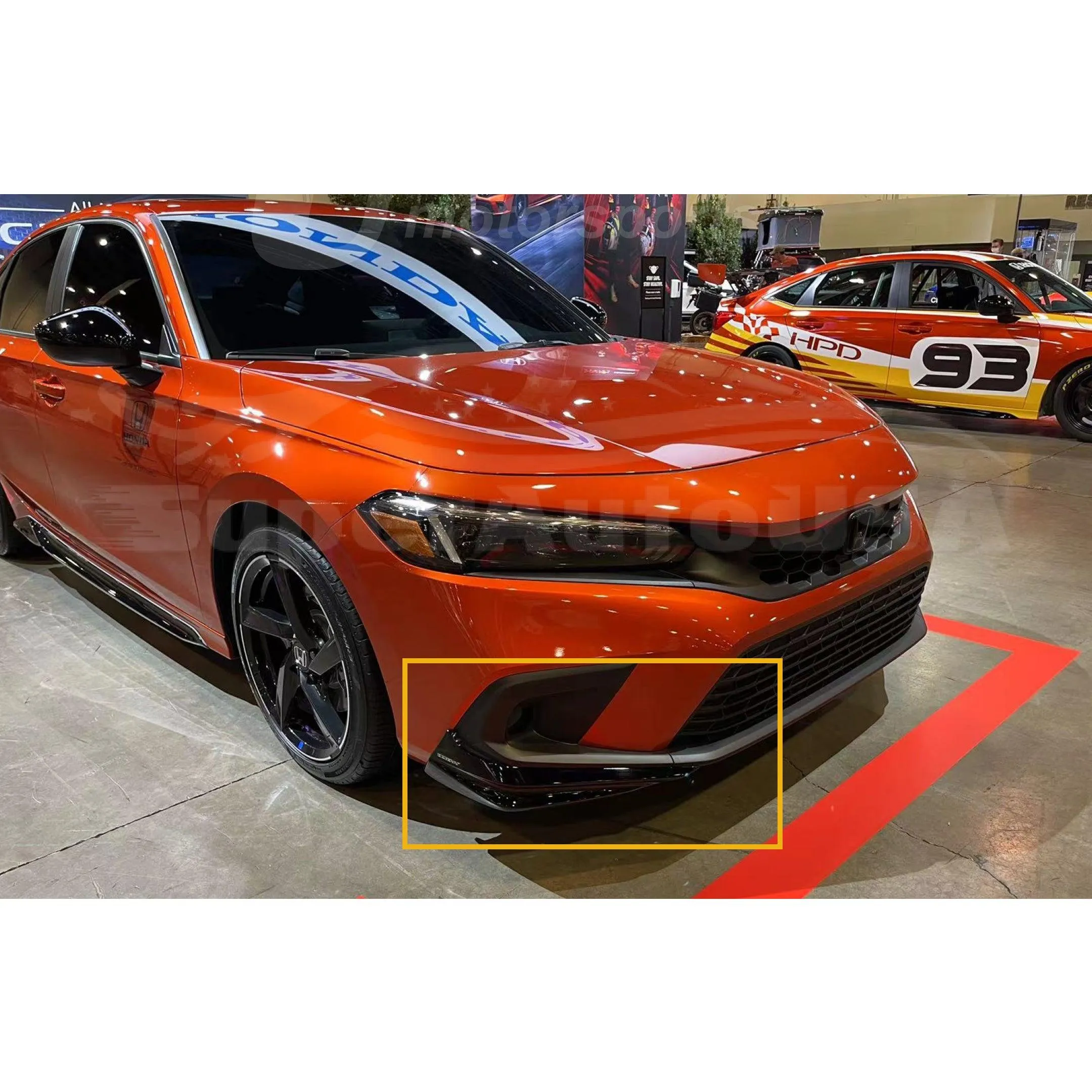 Fit 2022-2023 Honda Civic Side Body Skirts Front Corners Trim (Gloss Black)