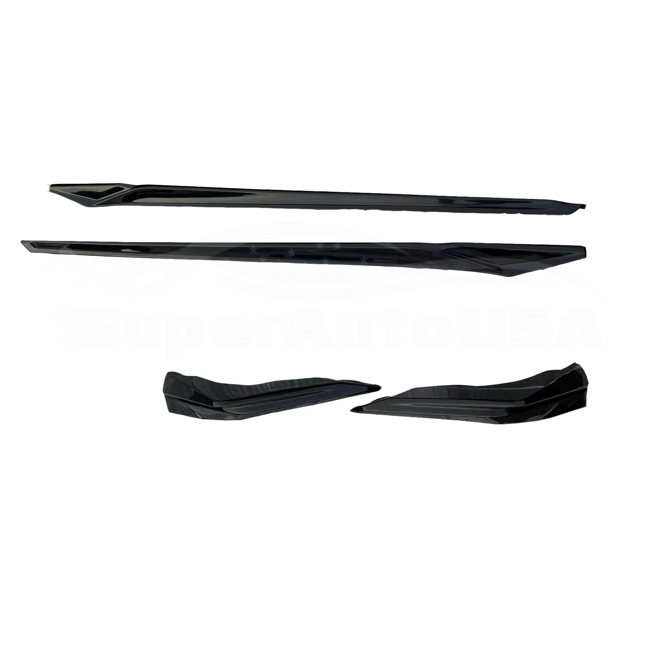 Fit 2022-2023 Honda Civic Side Body Skirts Front Corners Trim (Gloss Black)