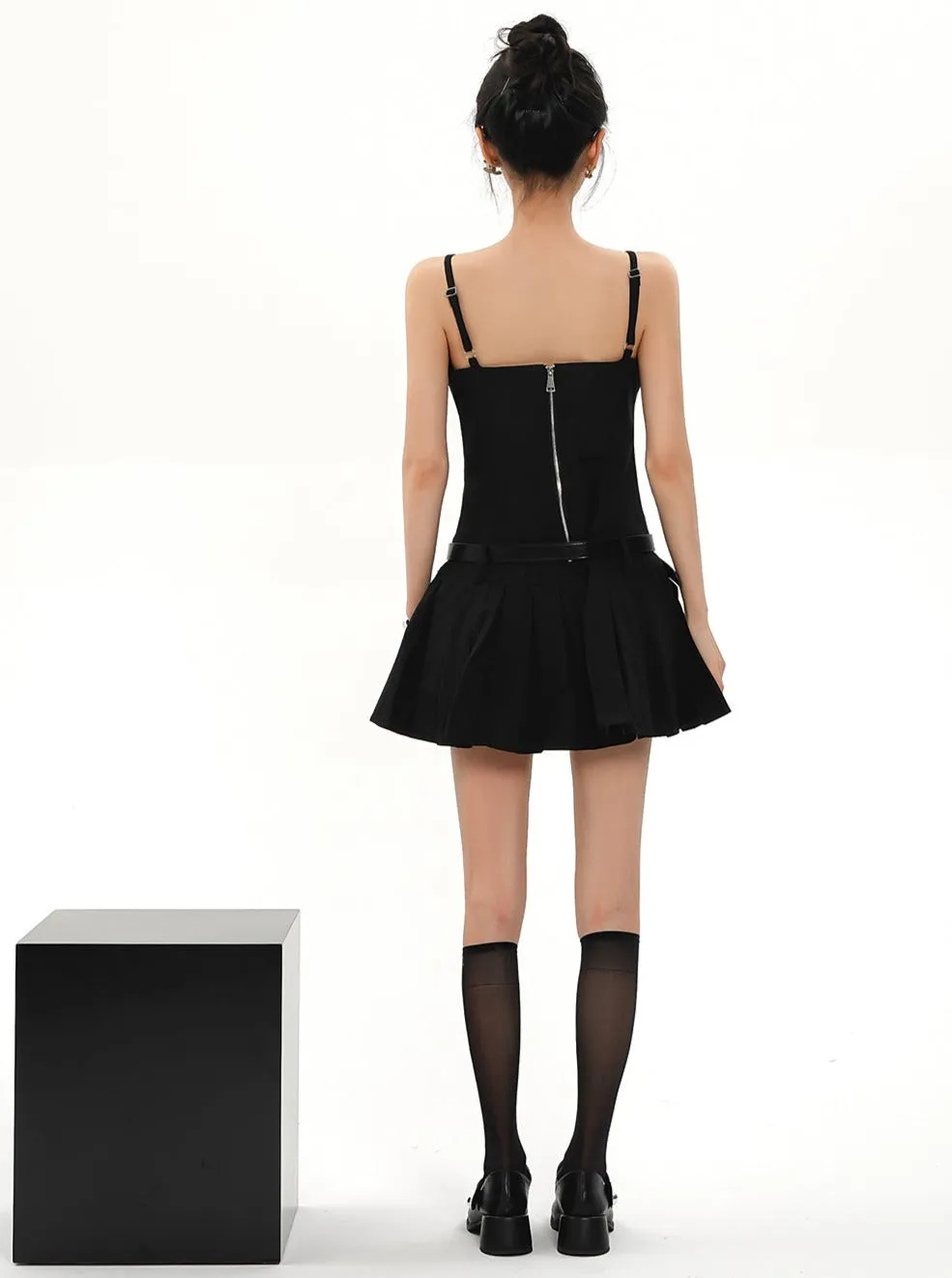 Flirty Fit & Flare Duo: White Strapless Corset Mini Dress & Black Sleeveless Skater Dress Set