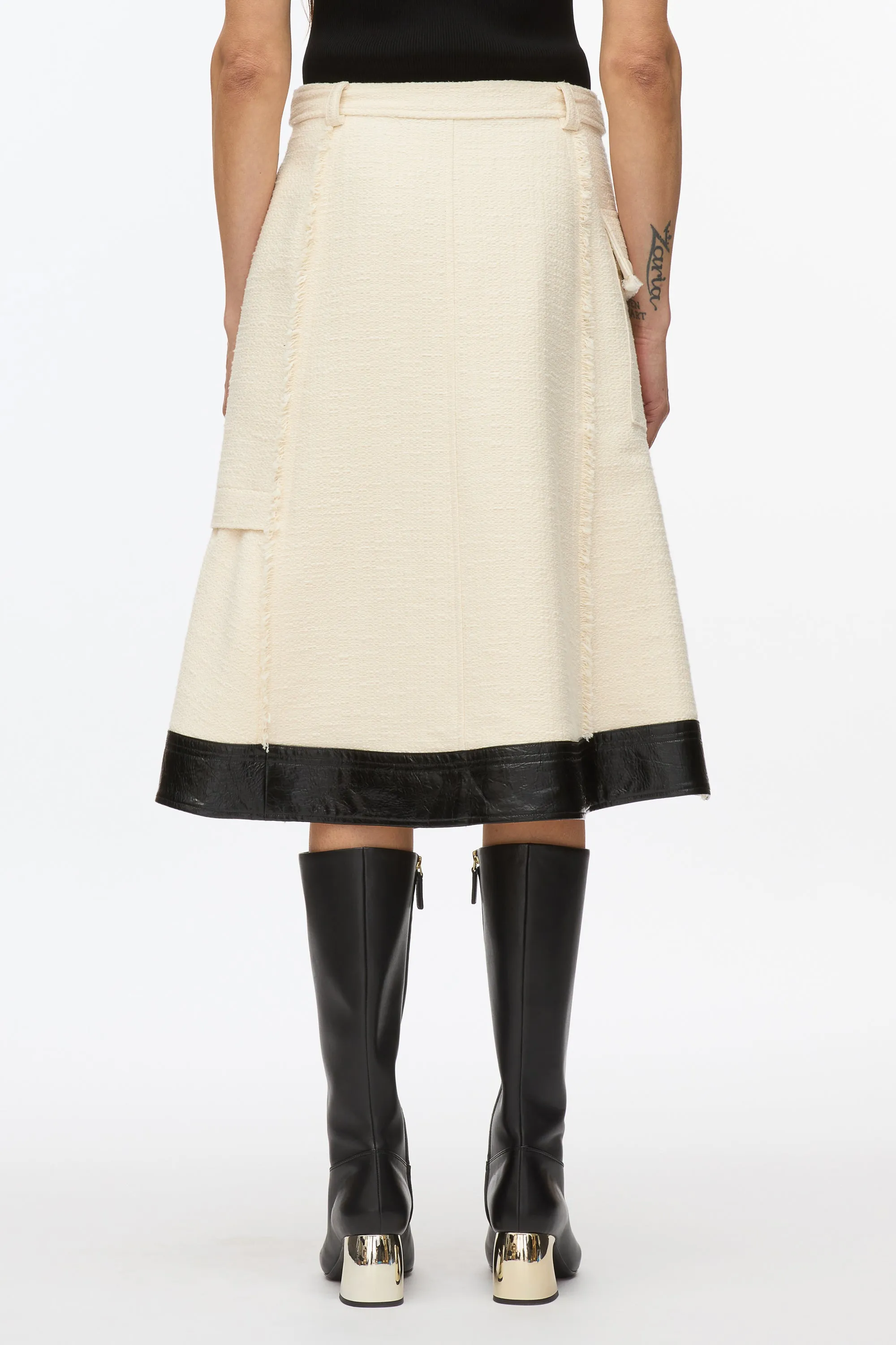 Flounce Hem Tweed Skirt